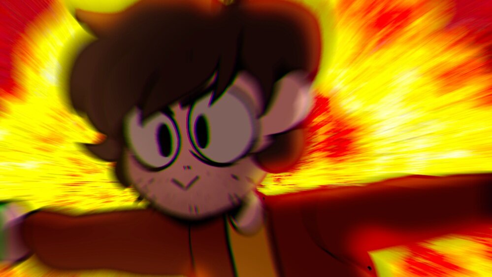 A cartoon portrait of Joey in front of an explosion