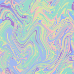 A marble pattern that resembles an oil slick in muted pastel colors