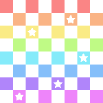 A transparent checker tile in rainbow colors with star shapes