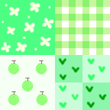 Green patchwork tile featuring melons