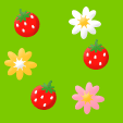 Simple green tile with strawberries and daisies